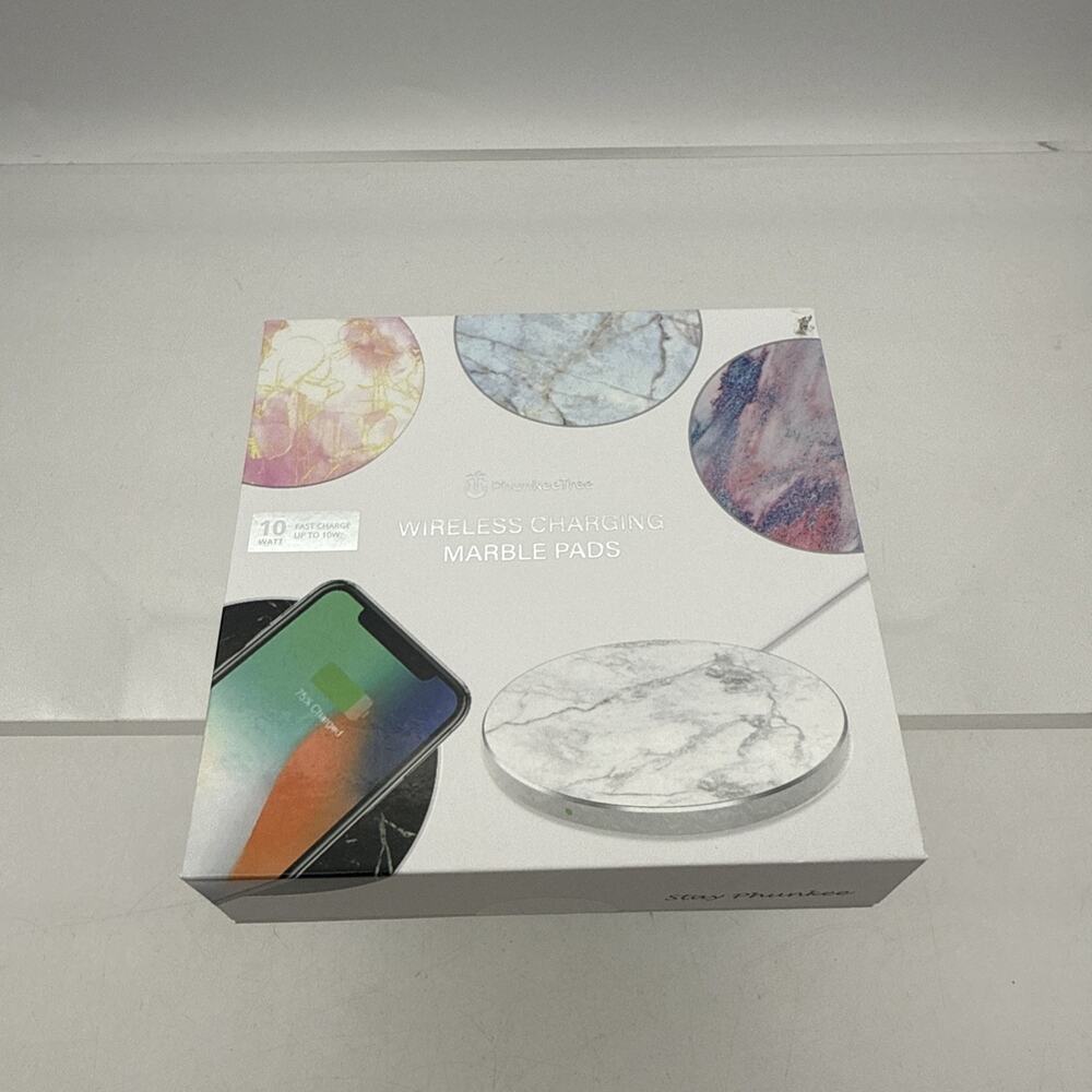 PHUNKEE TREE WIRELESS CHARGING PADS Fast Charge 10 WATT NEW Sealed Black Marble